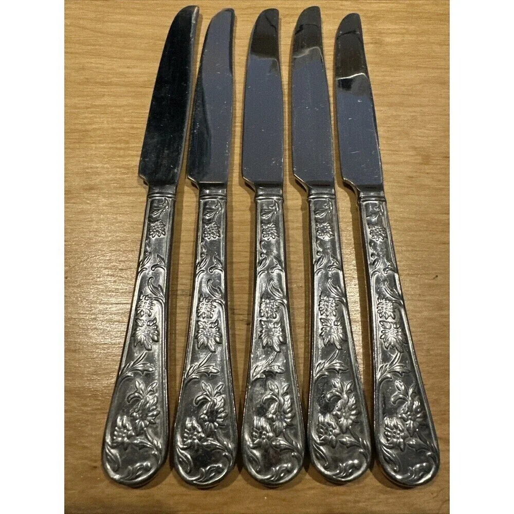 Reed & Barton QUEEN'S GARDEN Butter Knives Set Of 5 Stainless Flatware
